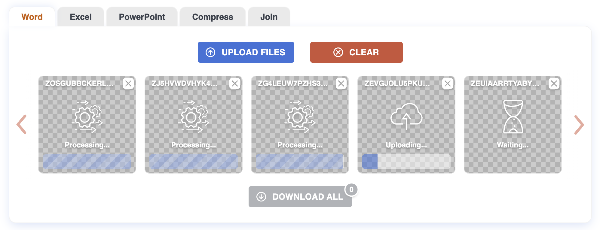 files in progress