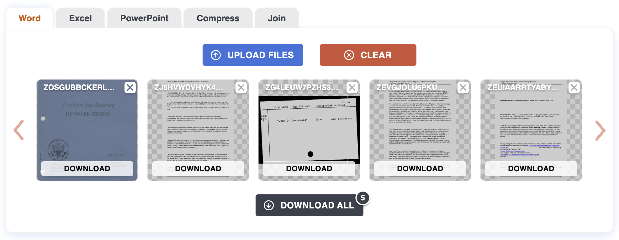 download buttons